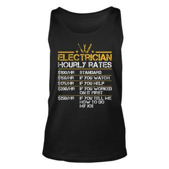 Funny Electrician Hourly Rates Lineman Men Electrician Dad Unisex Tank Top - Seseable