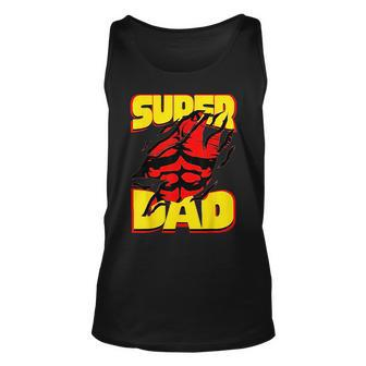 Funny Fatherss Day Dads Birthday Super Dad Hero For Dad Unisex Tank Top | Mazezy