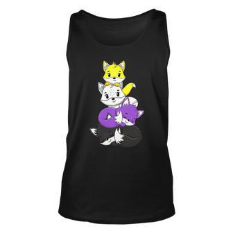 Funny Foxes Nonbinary Flag Agender Genderqueer Pride Day Unisex Tank Top - Monsterry CA