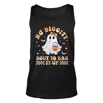 Ghost No Diggity Bout To Bag It Up Spooky Halloween Tank Top - Seseable