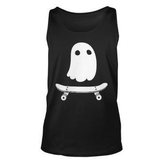 Ghost Skateboard Ghost Skateboarding Halloween Costume Tank Top - Monsterry