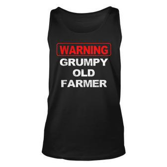 Funny Grandpa Farmer Gift Warning Grumpy Old Farmer Unisex Tank Top | Mazezy