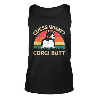Funny Guess What Tricolor Corgi Butt T Gift For Lover Unisex Tank Top | Mazezy