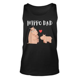 Funny Hippo Dad Fathers Day Kids Animals Family Hippopotame Unisex Tank Top | Mazezy