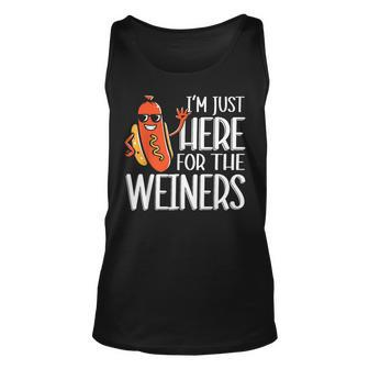 Funny Hot Dog Im Just Here For The Wieners 4Th Of July Unisex Tank Top - Monsterry