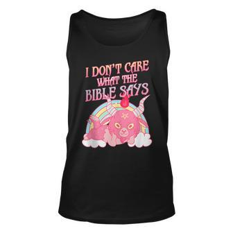 Funny I Dont Care What Bible Says Unisex Tank Top - Seseable