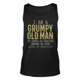 Funny Im A Grumpy Old Man My Level Of Sarcasm Depends Unisex Tank Top | Mazezy