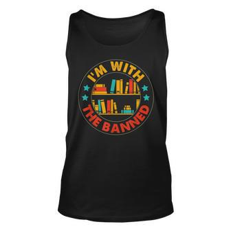 Funny Im With The Banned Bookshelf Bookworm Book Lovers Unisex Tank Top | Mazezy