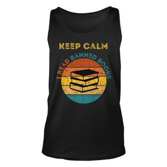 Funny Keep Calm I Read Banned Books Book Lovers Unisex Tank Top | Mazezy