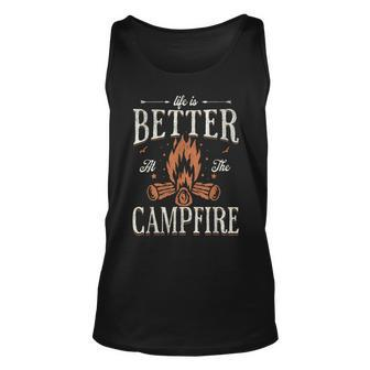 Funny Life Is Better At The Campfire Vintage Camping Camper Unisex Tank Top - Monsterry CA
