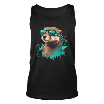 Looking Otter With Sunglasses Tank Top - Monsterry