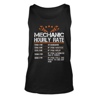 Funny Mechanic Hourly Rate Gift Labor Rates Unisex Tank Top | Mazezy