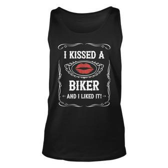 Funny Motorcycle I Kissed A Biker And I Liked It Unisex Tank Top | Mazezy