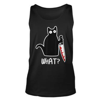 Murder Cat Black Cat Murderous With Knife Halloween Tank Top - Monsterry DE