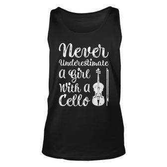 Funny Never Underestimate A Girl And Her Cello Unisex Tank Top - Seseable