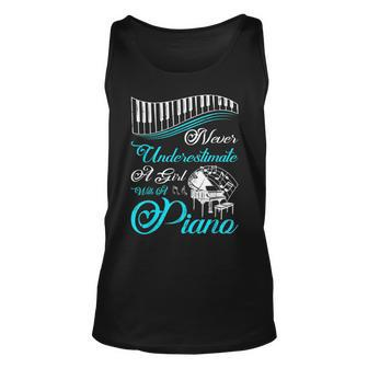 Funny Never Underestimate A Girl With A Piano Unisex Tank Top - Seseable