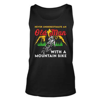 Funny Never Underestimate An Old Man With A Mountain Bike Unisex Tank Top - Seseable