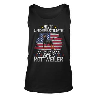 Funny Never Underestimate An Old Man With A Rottweiler Unisex Tank Top - Seseable