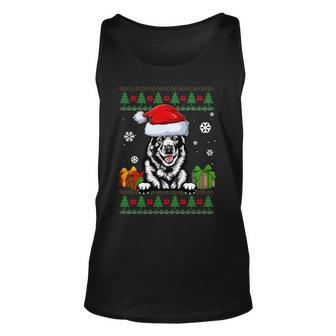 Norwegian Elkhound Santa Hat Ugly Christmas Sweater Tank Top - Monsterry DE
