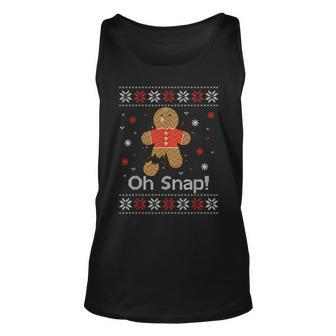 Oh No Snap Gingerbread Ugly Sweater Christmas Tank Top | Mazezy