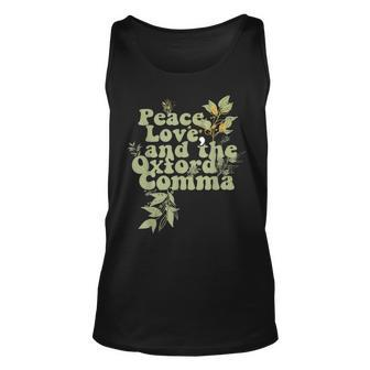 Oxford Comma Peace Love And The Oxford Comma Grammar Tank Top | Mazezy UK