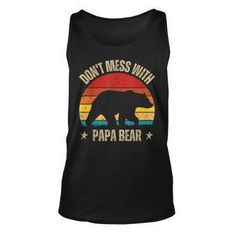 Funny Papa Bear Dont Mess With Papa Bear Retro Design Unisex Tank Top | Mazezy