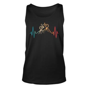 Funny Retro Cycling Heartbeat Bicycle Mountain Bike Biking Unisex Tank Top - Thegiftio UK