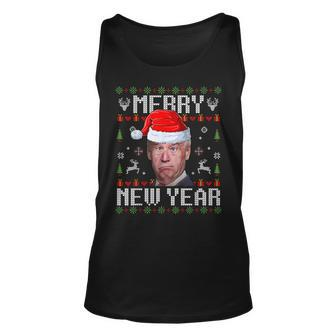 Santa Joe Biden Happy New Year Ugly Christmas Sweater Tank Top | Mazezy AU
