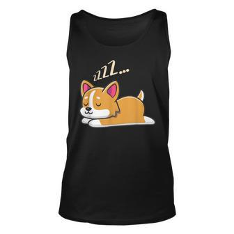 Funny Sleeping Fur Baby Cute And Intelligent Dogs Corgis Unisex Tank Top | Mazezy