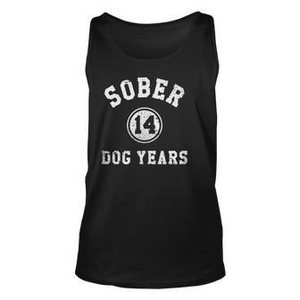 Funny Sober Gift Sober 14 Dog Years Anti Drug And Alcohol Unisex Tank Top | Mazezy