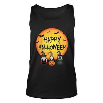 Three Gnomes With Pumpkin Happy Halloween Costume Tank Top - Monsterry