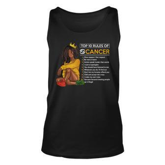 Funny Top 10 Rules Of Cancer Zodiac Sign Horoscope Birthday Unisex Tank Top | Mazezy DE