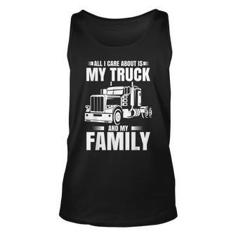 Funny Trucker Gifts Men Truck Driver Husband Semi Trailer Unisex Tank Top - Seseable