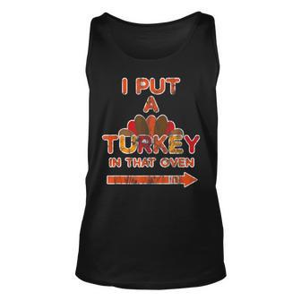Funny Turkey Thanksgiving Pregnancy Husband Outfit For Dad Unisex Tank Top | Mazezy