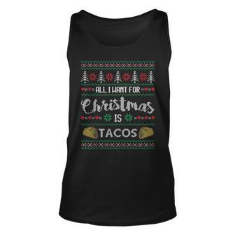 Ugly Christmas Sweater All I Want Is Tacos Tank Top - Monsterry UK
