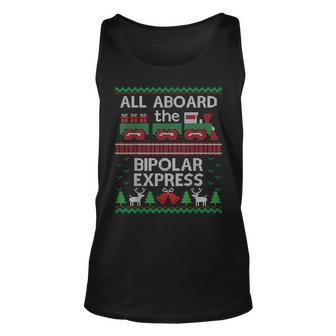 Ugly Sweater Bipolar Express Christmas Train Tank Top | Mazezy