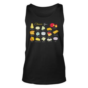 Vintage Cheese Types For Lovers Tank Top - Monsterry DE