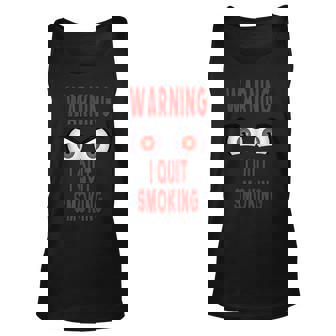 Funny Warning I Quit Smoking Scary Angry Monster Eyes Unisex Tank Top | Mazezy