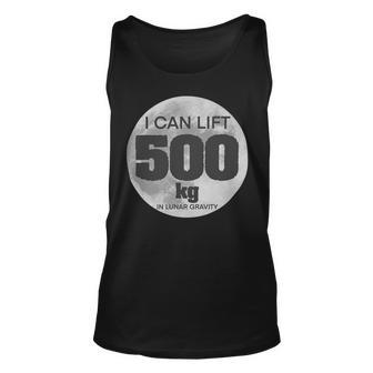 Funny Weight Lifting Brag Moon Novelty Gym Gag Idea 500Kg Unisex Tank Top - Monsterry UK