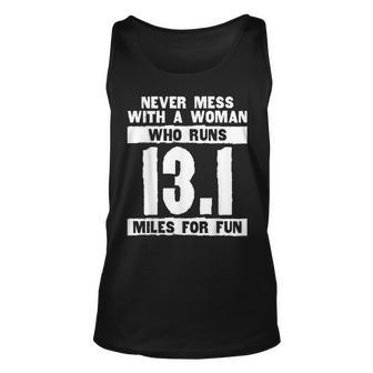 Funny Woman Runner Pride 131 Miles Half Marathon For Fun Unisex Tank Top | Mazezy