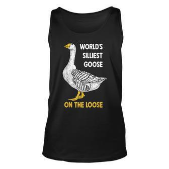 Funny Worlds Silliest Goose On The Loose Unisex Tank Top | Mazezy