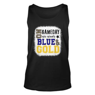 On Gameday Football We Wear Gold And Blue Leopard Print Tank Top | Mazezy