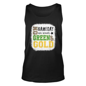 On Gameday Football We Wear Green And Gold Leopard Print Tank Top | Mazezy