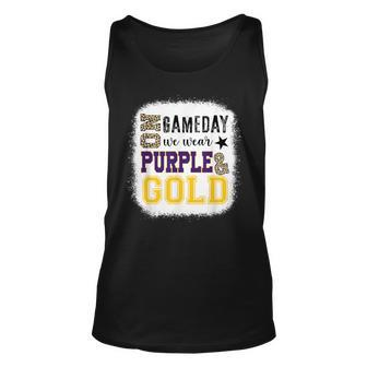 On Gameday Football We Wear Purple And Gold Leopard Print Tank Top | Mazezy