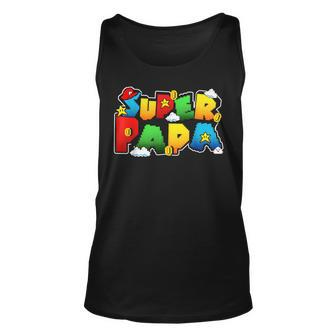 Gamer Super Papa Funny Father Day Gifts Gamer Gift For Papa Unisex Tank Top - Seseable