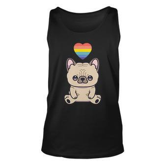 Gay French Bulldog Lgbtq Pride Flag Lesbian Kawaii Heart Unisex Tank Top | Mazezy