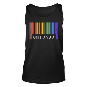 Gay Queer Barcode Pride Chicago Illinois Aesthetic Lgbtq Unisex Tank Top | Mazezy UK