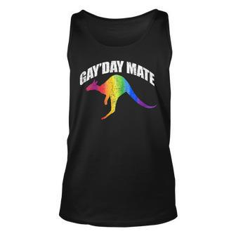 Gayday Mate Funny Gay Pride Punny Kangaroo Australia Unisex Tank Top | Mazezy