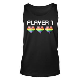 Gaymer Player 1 Gay Couple Pride Flag Lgbtq Cool Lgbt Gift Unisex Tank Top | Mazezy
