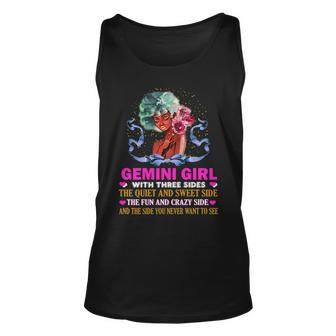 Gemini Girl Has Three Sides Birthday Gemini Funny Gifts Unisex Tank Top | Mazezy